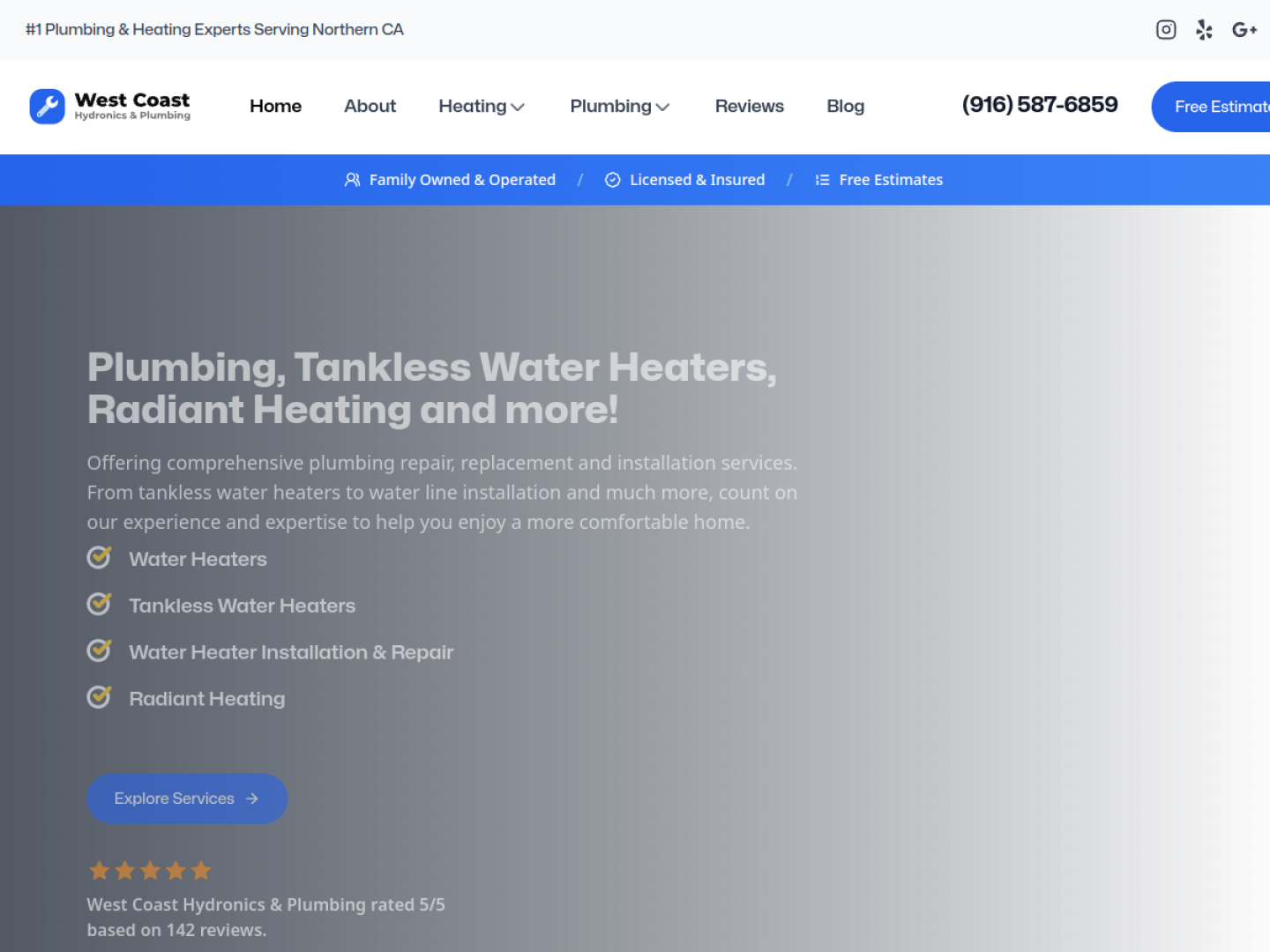 West Coast Plumbing website by WebPerfex